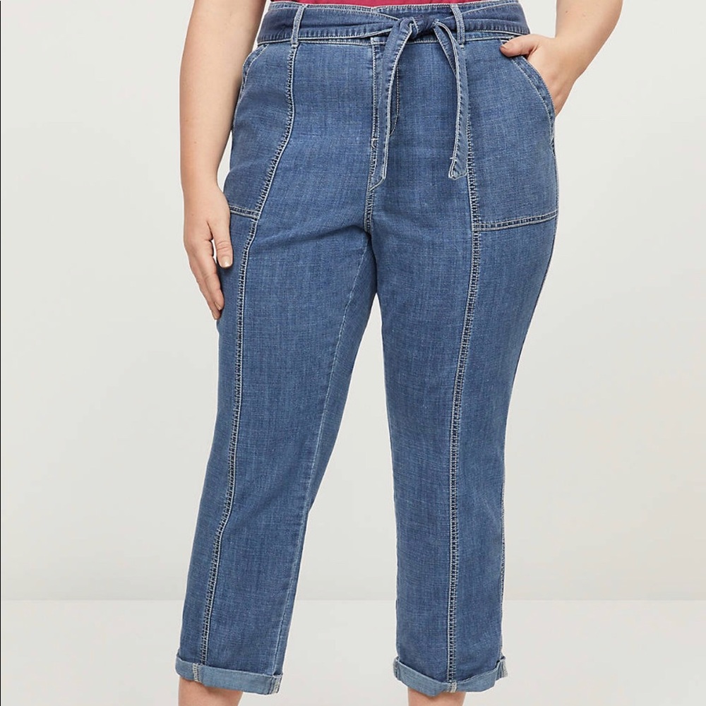 Lane Bryant Utility Pant with tie waist denim